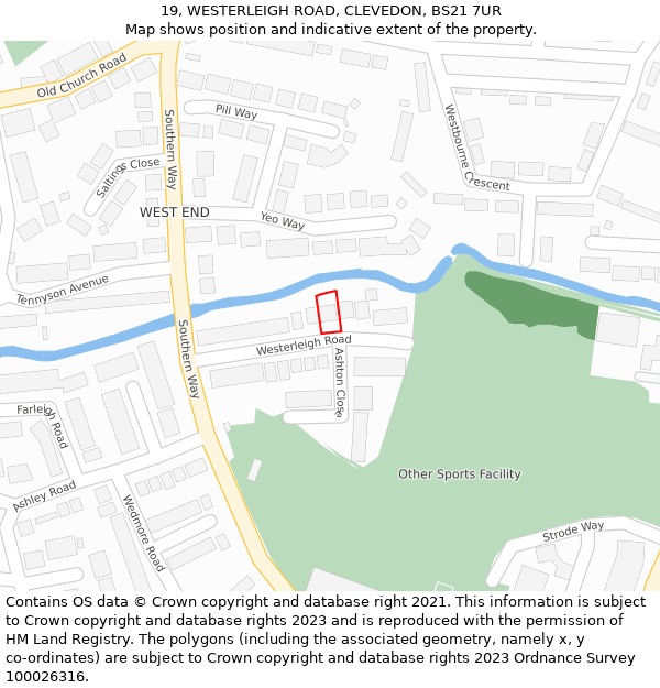 19, WESTERLEIGH ROAD, CLEVEDON, BS21 7UR: Location map and indicative extent of plot