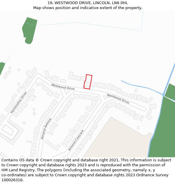 19, WESTWOOD DRIVE, LINCOLN, LN6 0HL: Location map and indicative extent of plot