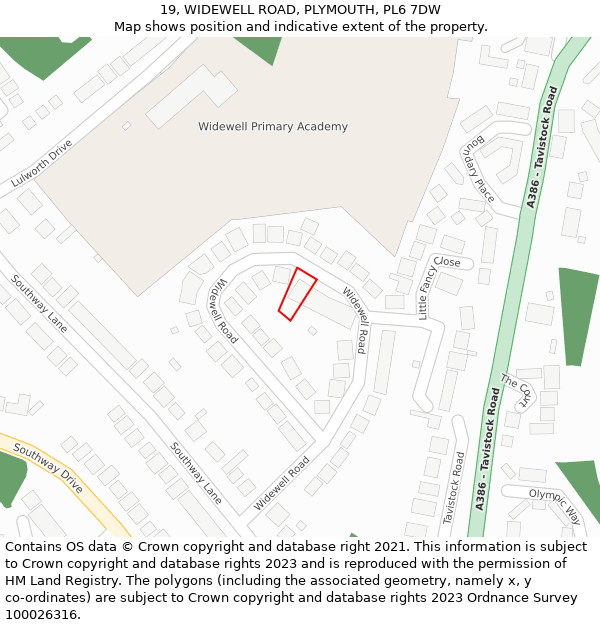 19, WIDEWELL ROAD, PLYMOUTH, PL6 7DW: Location map and indicative extent of plot