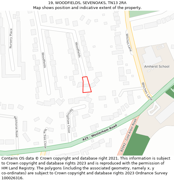 19, WOODFIELDS, SEVENOAKS, TN13 2RA: Location map and indicative extent of plot