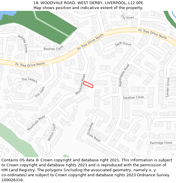 19, WOODVALE ROAD, WEST DERBY, LIVERPOOL, L12 0PE: Location map and indicative extent of plot