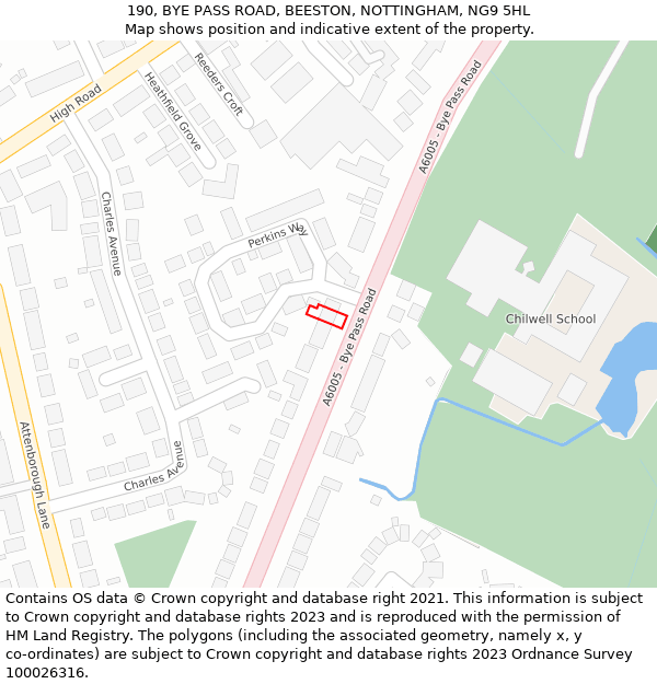 190, BYE PASS ROAD, BEESTON, NOTTINGHAM, NG9 5HL: Location map and indicative extent of plot