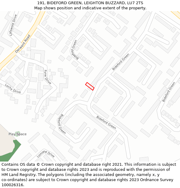 191, BIDEFORD GREEN, LEIGHTON BUZZARD, LU7 2TS: Location map and indicative extent of plot