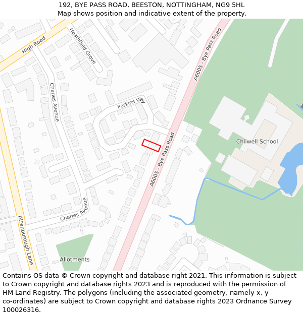 192, BYE PASS ROAD, BEESTON, NOTTINGHAM, NG9 5HL: Location map and indicative extent of plot