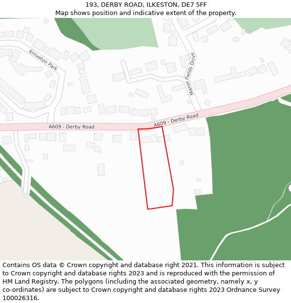 193, DERBY ROAD, ILKESTON, DE7 5FF: Location map and indicative extent of plot