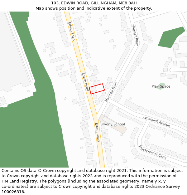 193, EDWIN ROAD, GILLINGHAM, ME8 0AH: Location map and indicative extent of plot