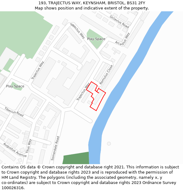 193, TRAJECTUS WAY, KEYNSHAM, BRISTOL, BS31 2FY: Location map and indicative extent of plot