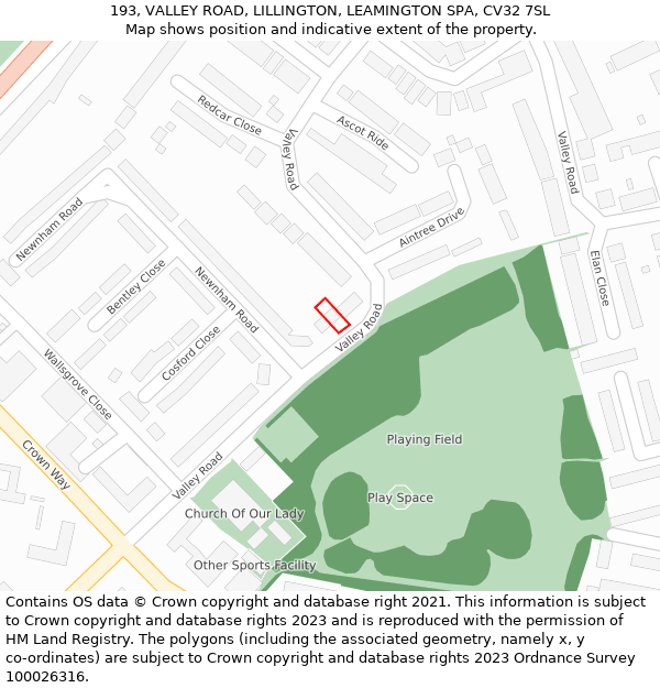 193, VALLEY ROAD, LILLINGTON, LEAMINGTON SPA, CV32 7SL: Location map and indicative extent of plot