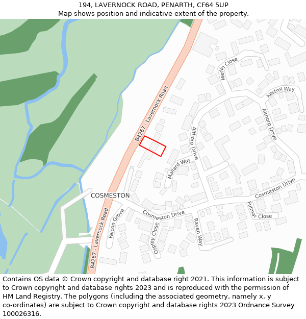 194, LAVERNOCK ROAD, PENARTH, CF64 5UP: Location map and indicative extent of plot