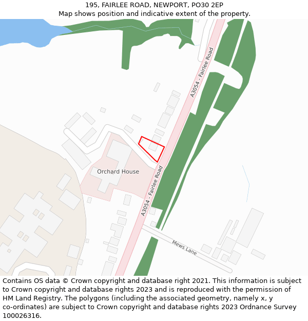 195, FAIRLEE ROAD, NEWPORT, PO30 2EP: Location map and indicative extent of plot