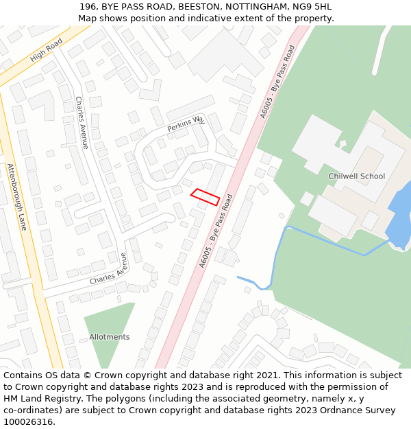 196, BYE PASS ROAD, BEESTON, NOTTINGHAM, NG9 5HL: Location map and indicative extent of plot