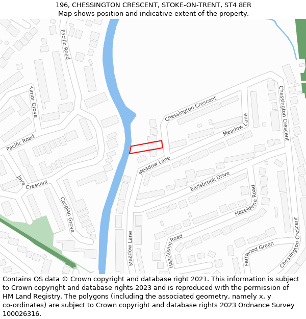 196, CHESSINGTON CRESCENT, STOKE-ON-TRENT, ST4 8ER: Location map and indicative extent of plot