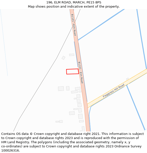 196, ELM ROAD, MARCH, PE15 8PS: Location map and indicative extent of plot