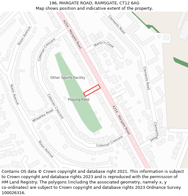 196, MARGATE ROAD, RAMSGATE, CT12 6AG: Location map and indicative extent of plot