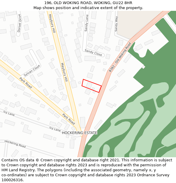 196, OLD WOKING ROAD, WOKING, GU22 8HR: Location map and indicative extent of plot