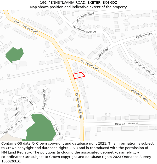 196, PENNSYLVANIA ROAD, EXETER, EX4 6DZ: Location map and indicative extent of plot