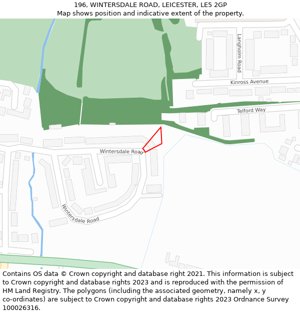 196, WINTERSDALE ROAD, LEICESTER, LE5 2GP: Location map and indicative extent of plot
