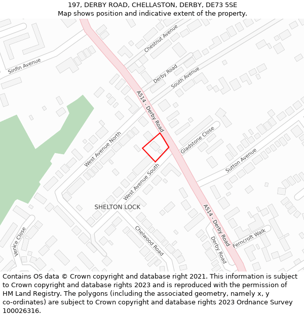 197, DERBY ROAD, CHELLASTON, DERBY, DE73 5SE: Location map and indicative extent of plot