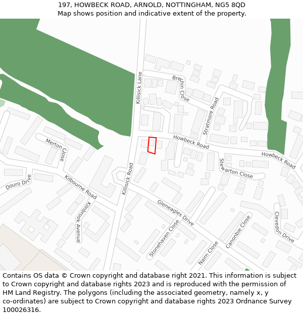 197, HOWBECK ROAD, ARNOLD, NOTTINGHAM, NG5 8QD: Location map and indicative extent of plot