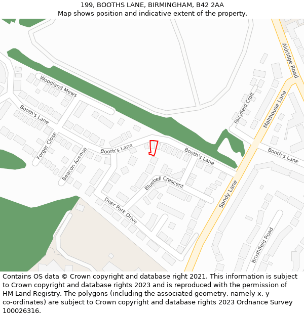 199, BOOTHS LANE, BIRMINGHAM, B42 2AA: Location map and indicative extent of plot