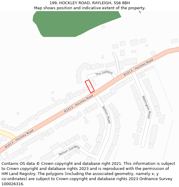 199, HOCKLEY ROAD, RAYLEIGH, SS6 8BH: Location map and indicative extent of plot