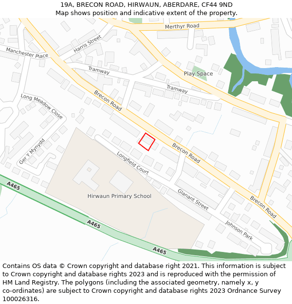 19A, BRECON ROAD, HIRWAUN, ABERDARE, CF44 9ND: Location map and indicative extent of plot