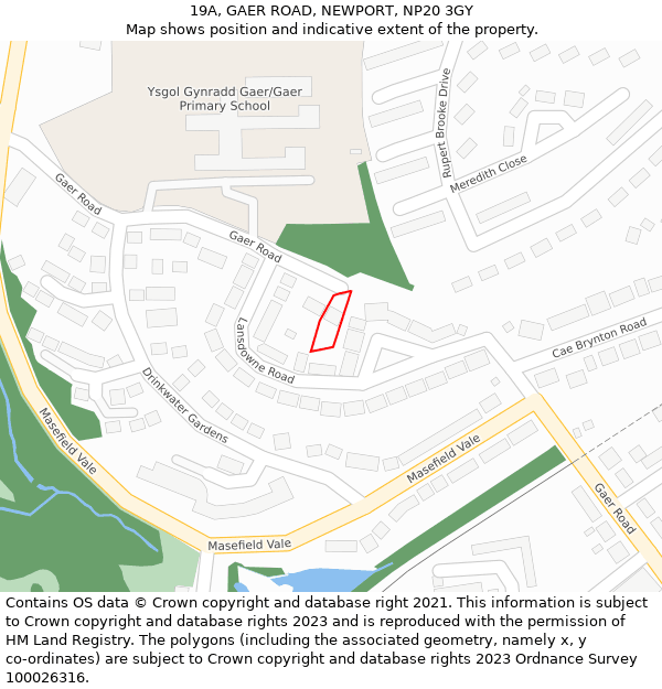 19A, GAER ROAD, NEWPORT, NP20 3GY: Location map and indicative extent of plot