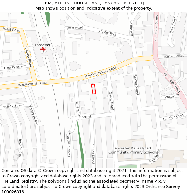 19A, MEETING HOUSE LANE, LANCASTER, LA1 1TJ: Location map and indicative extent of plot