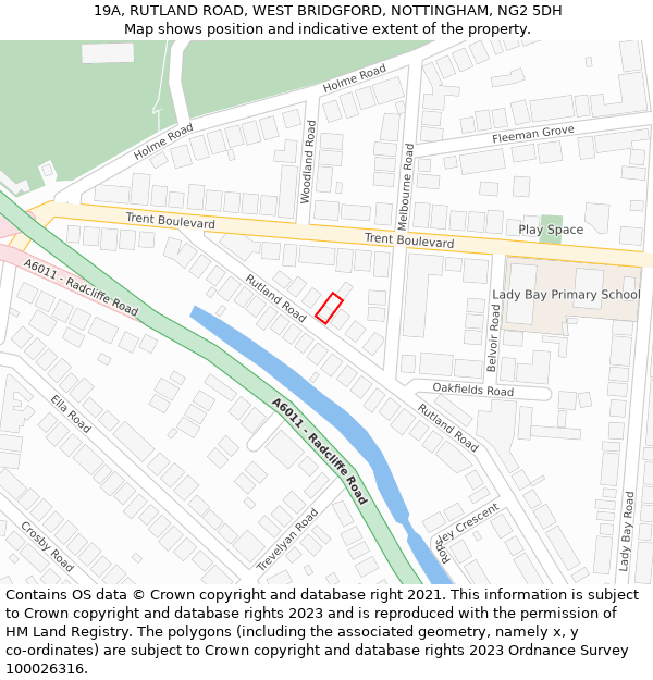 19A, RUTLAND ROAD, WEST BRIDGFORD, NOTTINGHAM, NG2 5DH: Location map and indicative extent of plot