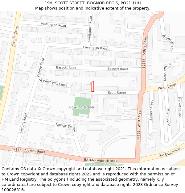 19A, SCOTT STREET, BOGNOR REGIS, PO21 1UH: Location map and indicative extent of plot