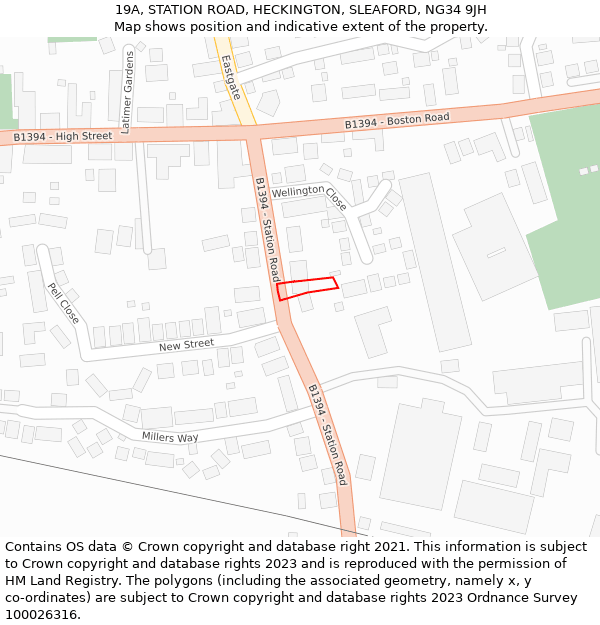 19A, STATION ROAD, HECKINGTON, SLEAFORD, NG34 9JH: Location map and indicative extent of plot