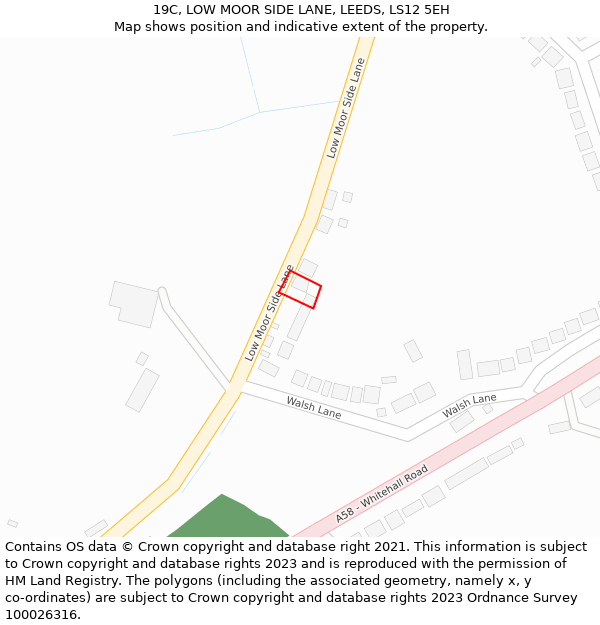 19C, LOW MOOR SIDE LANE, LEEDS, LS12 5EH: Location map and indicative extent of plot