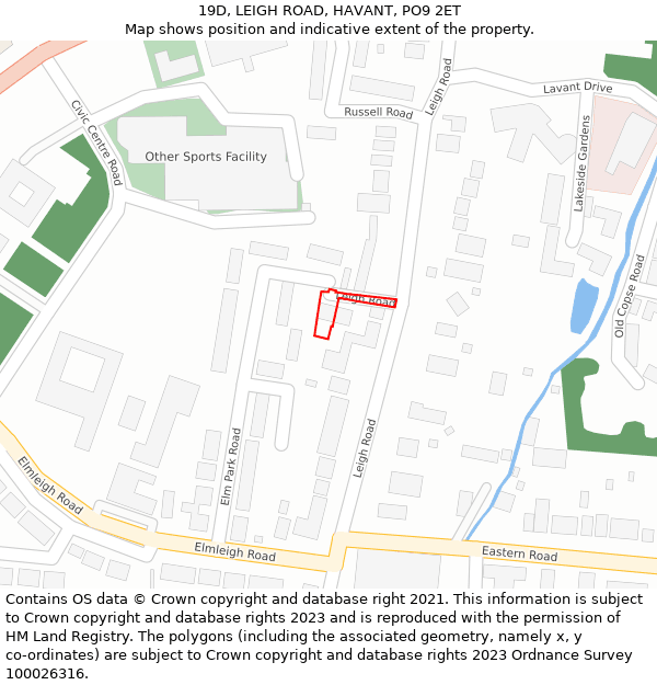 19D, LEIGH ROAD, HAVANT, PO9 2ET: Location map and indicative extent of plot