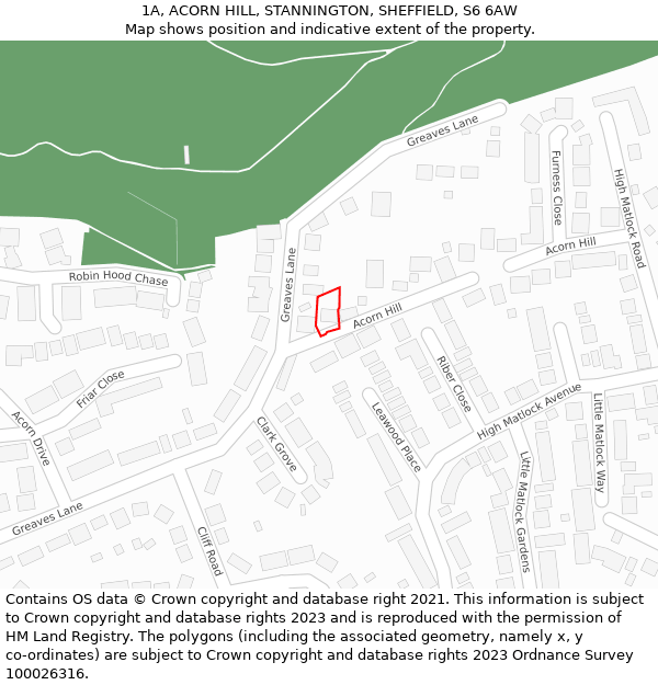 1A, ACORN HILL, STANNINGTON, SHEFFIELD, S6 6AW: Location map and indicative extent of plot