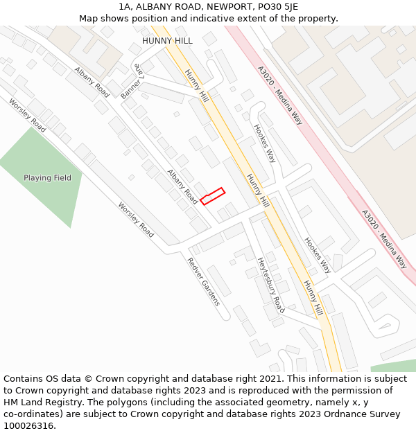 1A, ALBANY ROAD, NEWPORT, PO30 5JE: Location map and indicative extent of plot