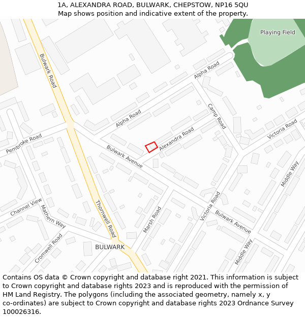 1A, ALEXANDRA ROAD, BULWARK, CHEPSTOW, NP16 5QU: Location map and indicative extent of plot