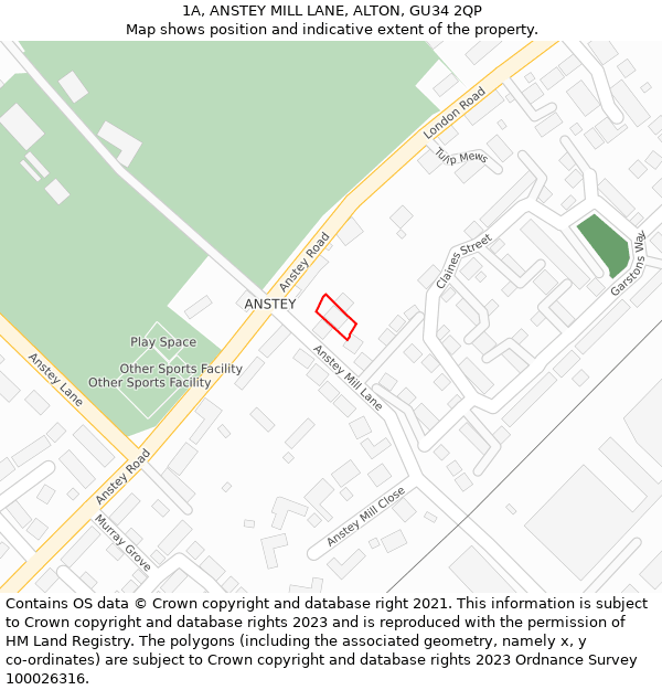 1A, ANSTEY MILL LANE, ALTON, GU34 2QP: Location map and indicative extent of plot