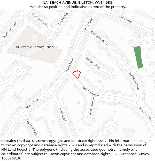 1A, BEACH AVENUE, BILSTON, WV14 9BS: Location map and indicative extent of plot