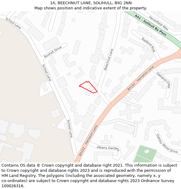 1A, BEECHNUT LANE, SOLIHULL, B91 2NN: Location map and indicative extent of plot