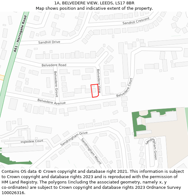 1A, BELVEDERE VIEW, LEEDS, LS17 8BR: Location map and indicative extent of plot
