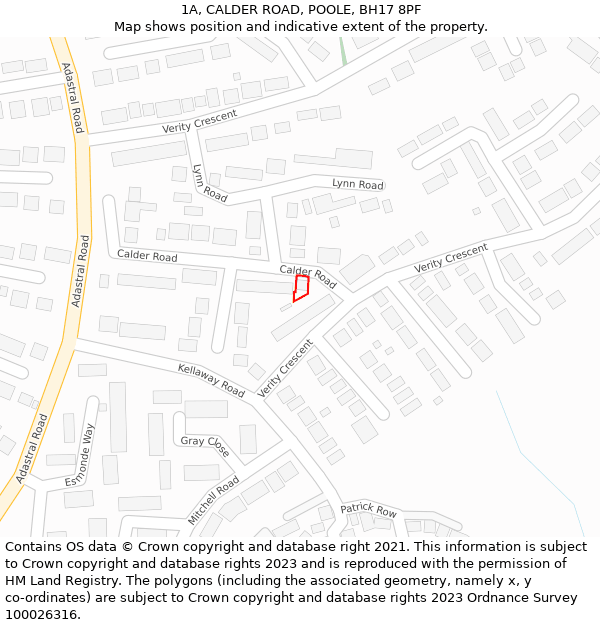 1A, CALDER ROAD, POOLE, BH17 8PF: Location map and indicative extent of plot