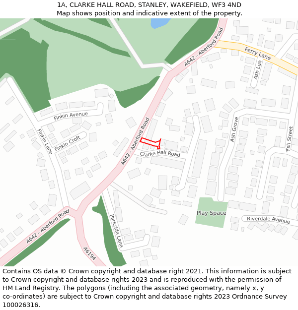 1A, CLARKE HALL ROAD, STANLEY, WAKEFIELD, WF3 4ND: Location map and indicative extent of plot