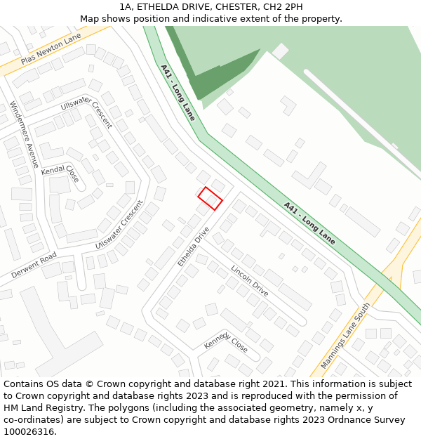 1A, ETHELDA DRIVE, CHESTER, CH2 2PH: Location map and indicative extent of plot