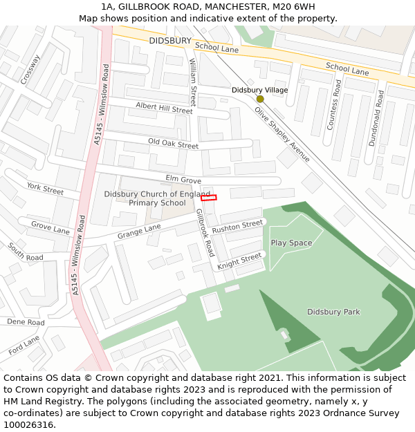 1A, GILLBROOK ROAD, MANCHESTER, M20 6WH: Location map and indicative extent of plot