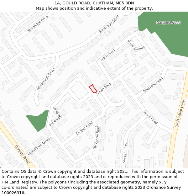 1A, GOULD ROAD, CHATHAM, ME5 8DN: Location map and indicative extent of plot