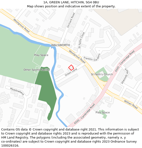 1A, GREEN LANE, HITCHIN, SG4 0BU: Location map and indicative extent of plot