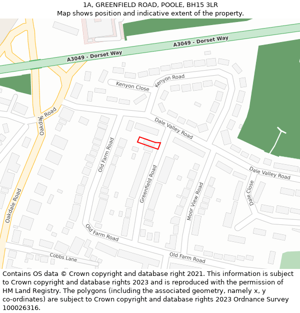 1A, GREENFIELD ROAD, POOLE, BH15 3LR: Location map and indicative extent of plot