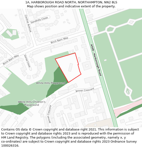 1A, HARBOROUGH ROAD NORTH, NORTHAMPTON, NN2 8LS: Location map and indicative extent of plot