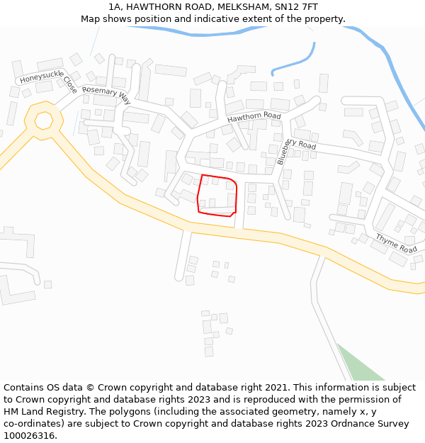 1A, HAWTHORN ROAD, MELKSHAM, SN12 7FT: Location map and indicative extent of plot