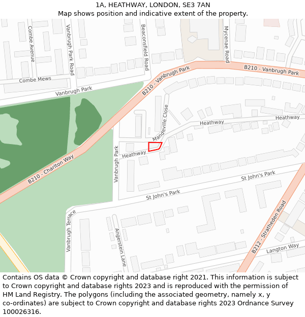 1A, HEATHWAY, LONDON, SE3 7AN: Location map and indicative extent of plot